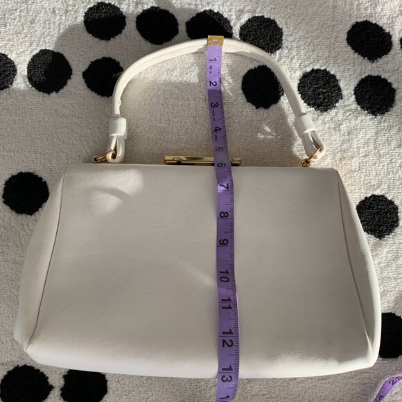 Vintage 50s Vinyl Faux Leather Top Handle Shoulder Bag Retro Handbag Purse - Picture 9 of 15